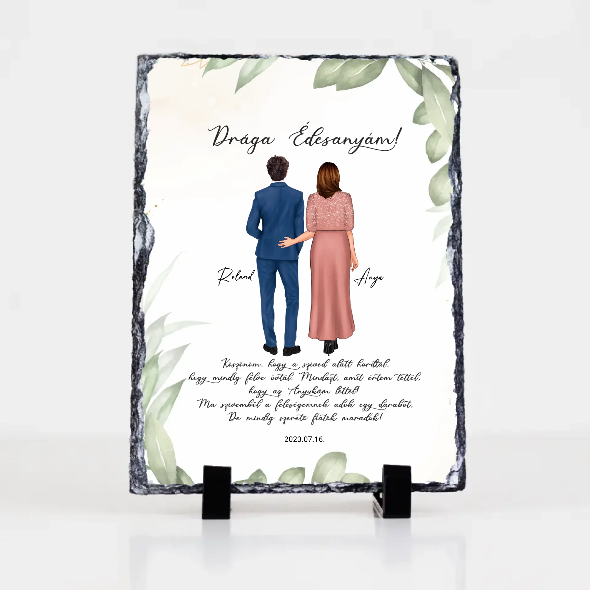 Drága Édesanyám gránitkép - személyre szabható esküvői köszönőajándék anyukáknak fiútól