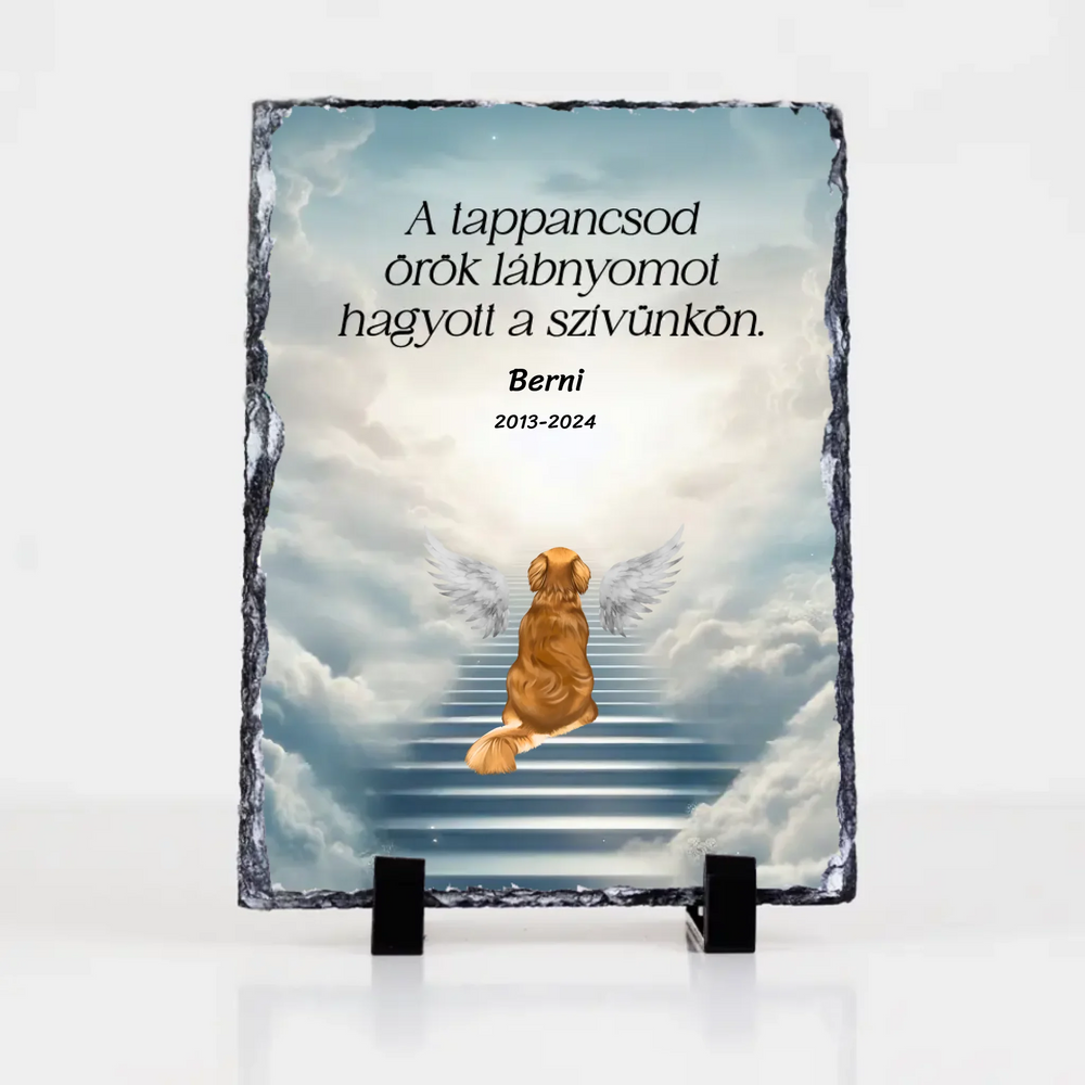 Örök tappancsnyom gránitlap kutyussal