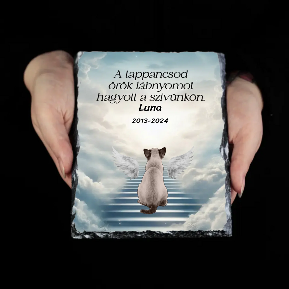 Örök tappancsnyom gránitlap cicával