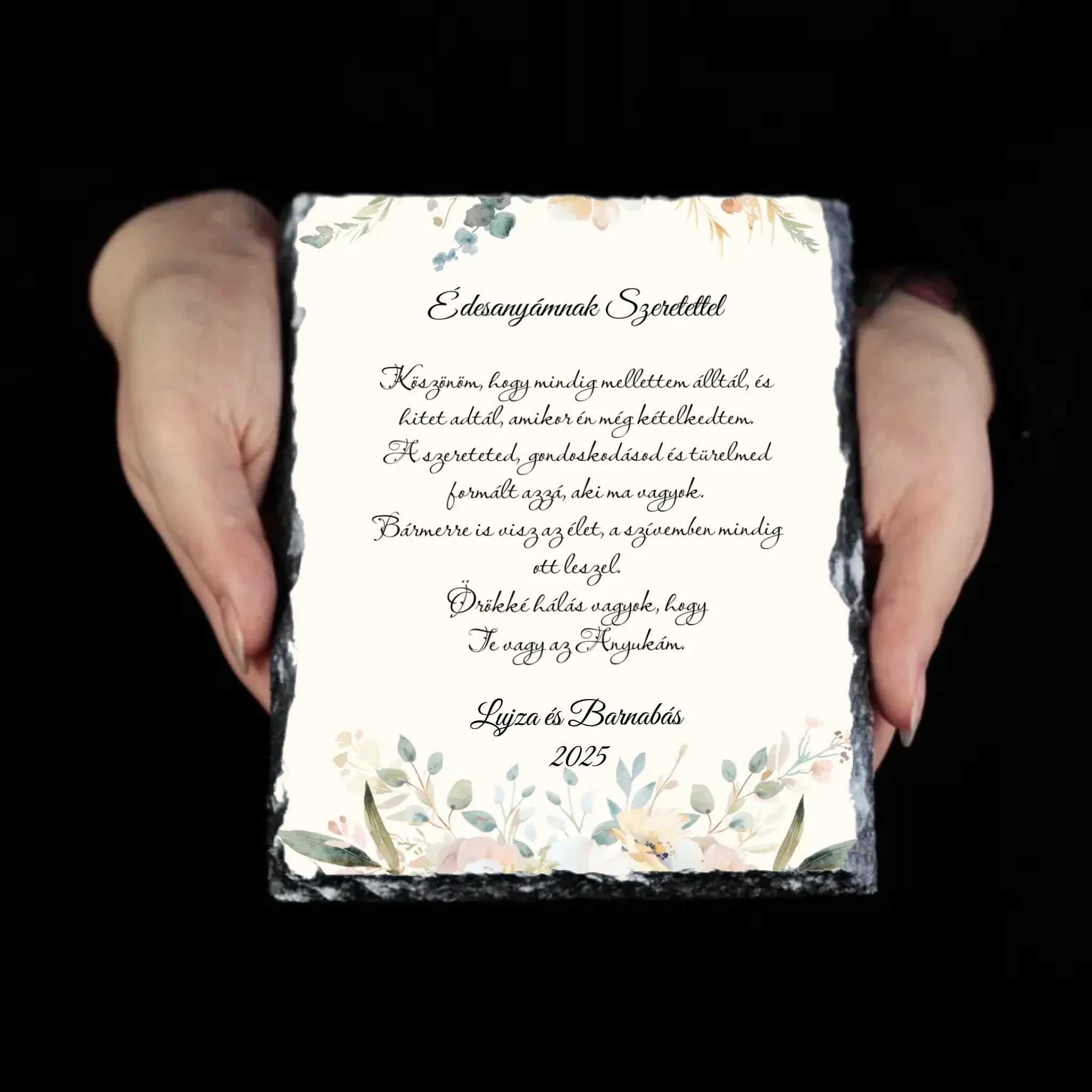 Édesanyámnak Szeretettel gránitkép - egyedi feliratos esküvői köszönőajándék Anyukáknak