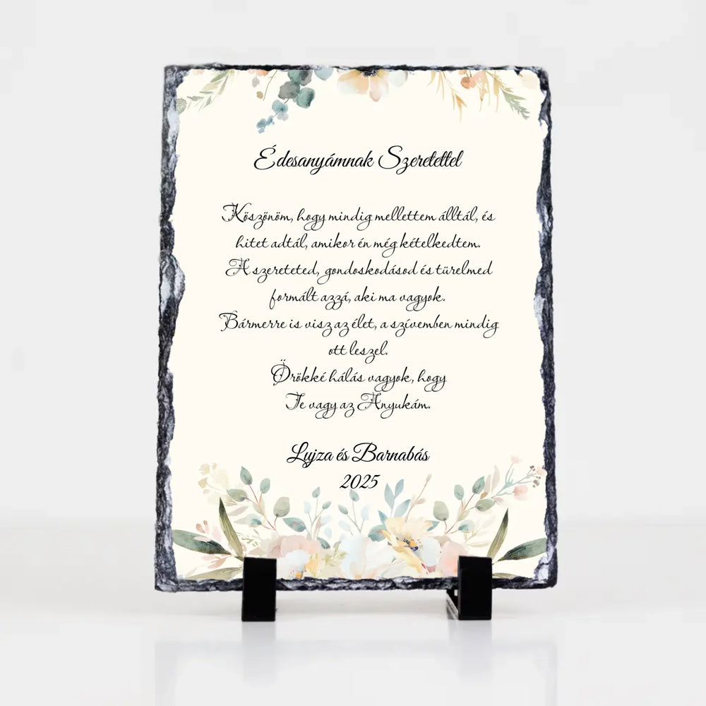Édesanyámnak Szeretettel gránitkép - egyedi feliratos esküvői köszönőajándék Anyukáknak