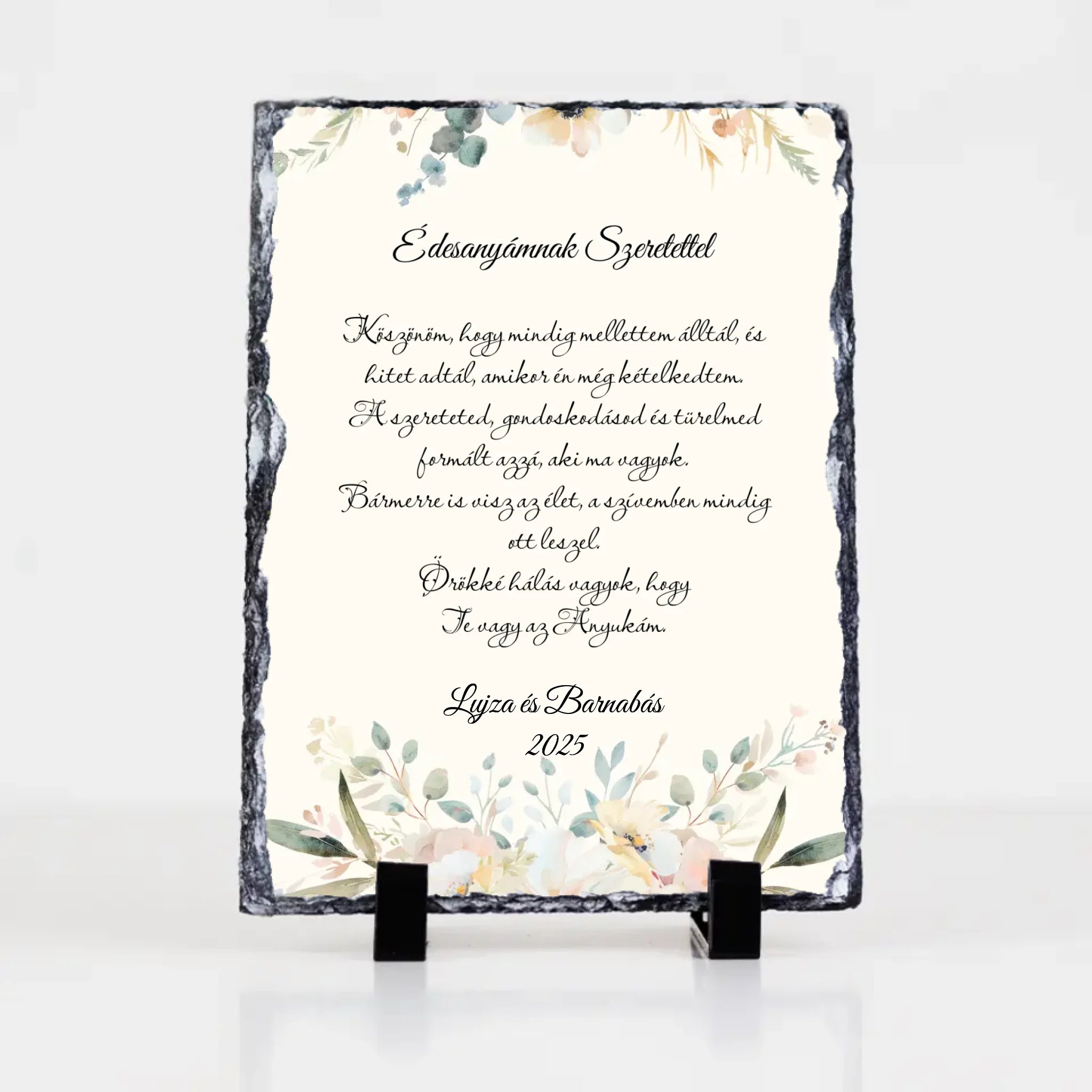 Édesanyámnak Szeretettel gránitkép - egyedi feliratos esküvői köszönőajándék Anyukáknak