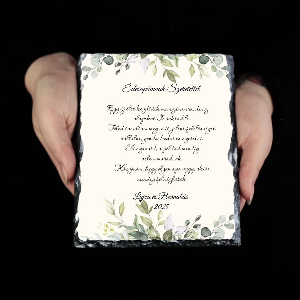 Édesapámnak Szeretettel gránitkép - egyedi feliratos esküvői köszönőajándék Apukáknak