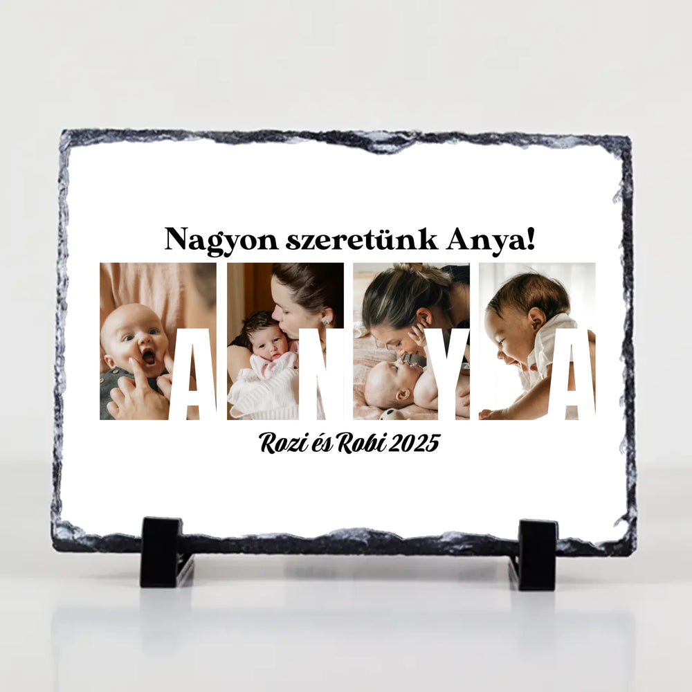 Ajándék Anyának - Egyedi képes Anya szeretünk gránitlap
