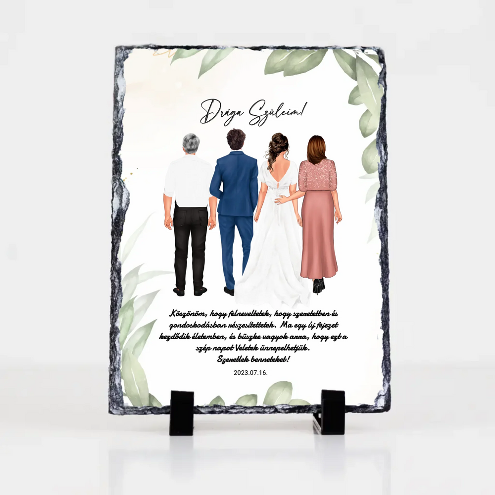 Drága Szüleim gránitkép - személyre szabható esküvői köszönőajándék szülőknek