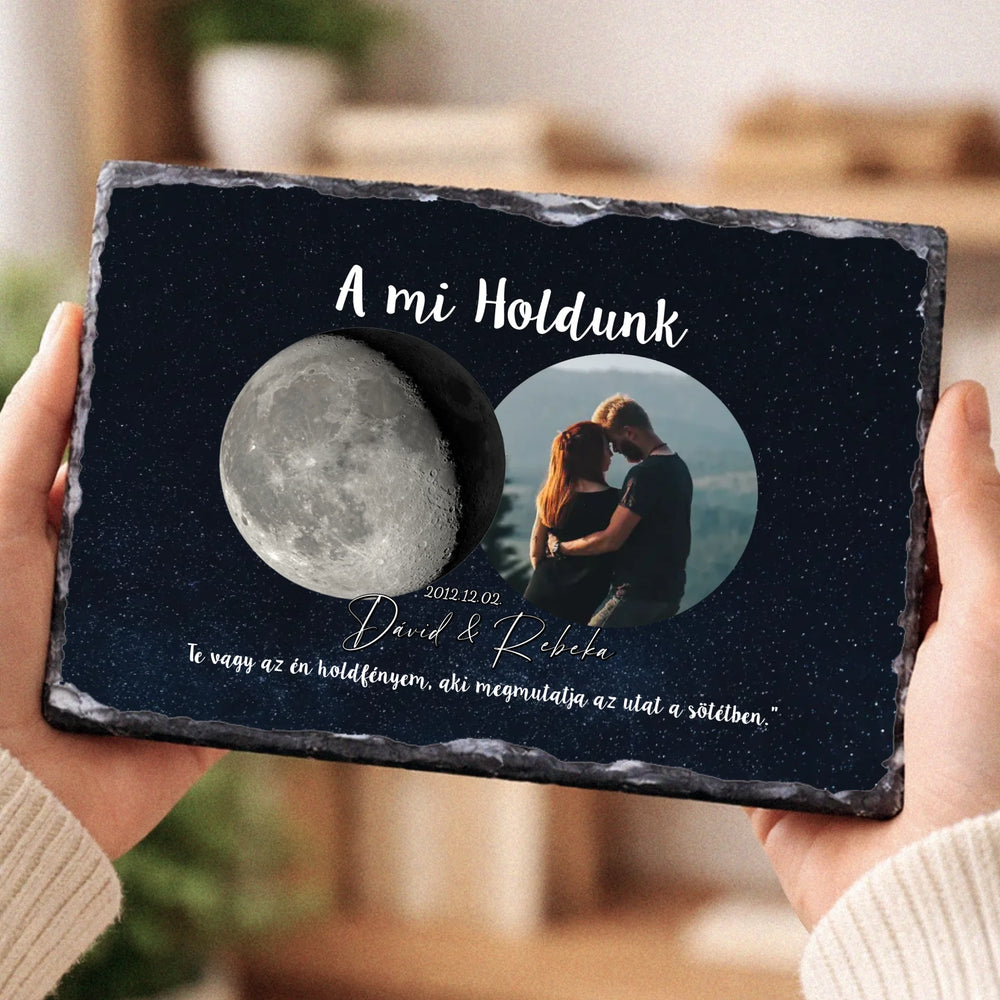  A mi holdunk - egyedi képes ajándék gránitlap szerkeszthető felirattal