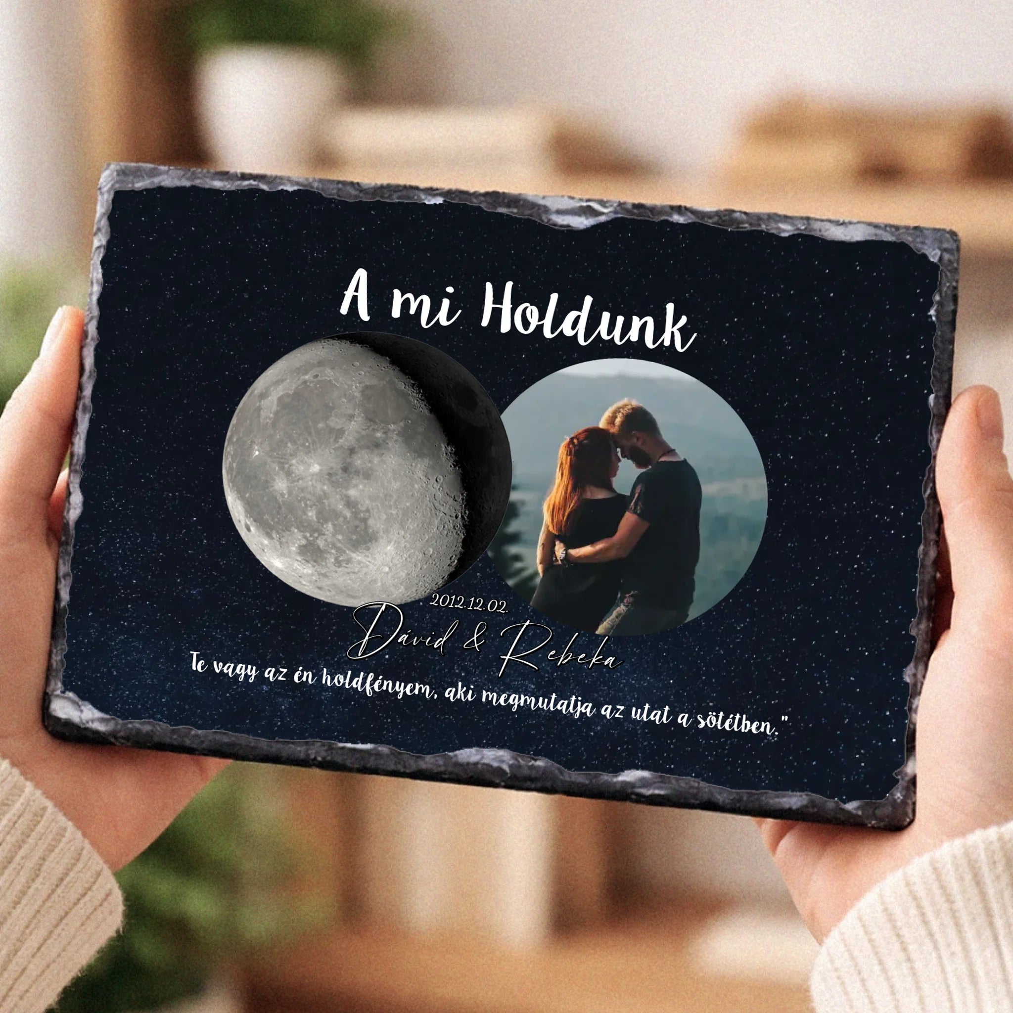  A mi holdunk - egyedi képes ajándék gránitlap szerkeszthető felirattal
