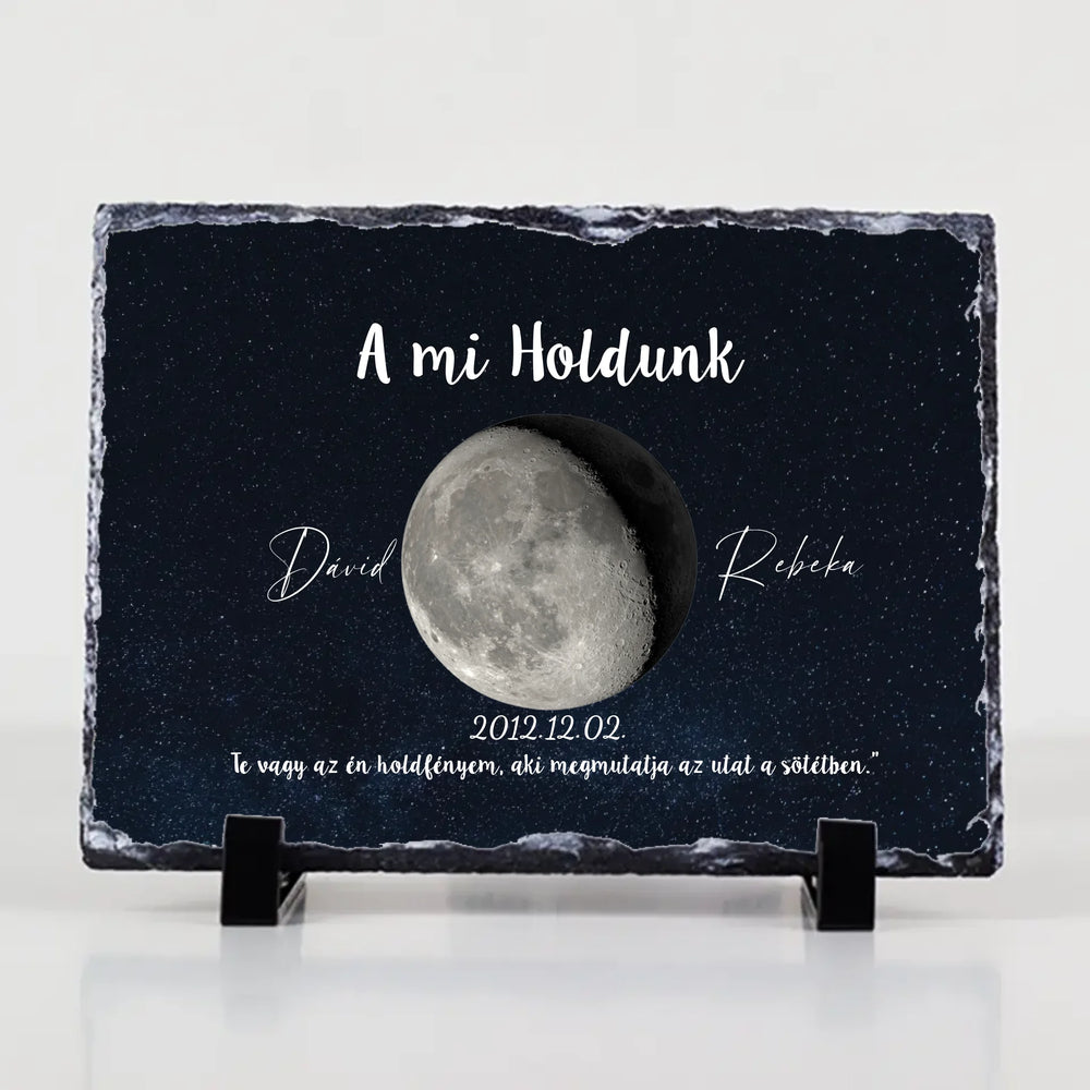 A mi holdunk - egyedi feliratos szerkeszthető ajándék gránitlap