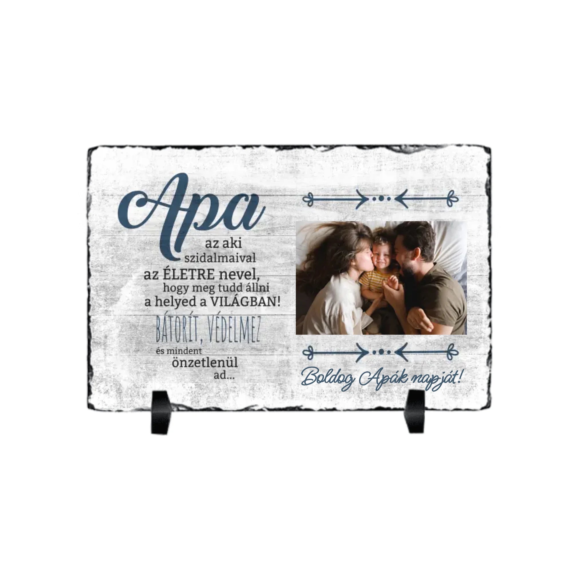 Fényképes apák napi ajándék- Apa bátorít egy életen át gránitkép