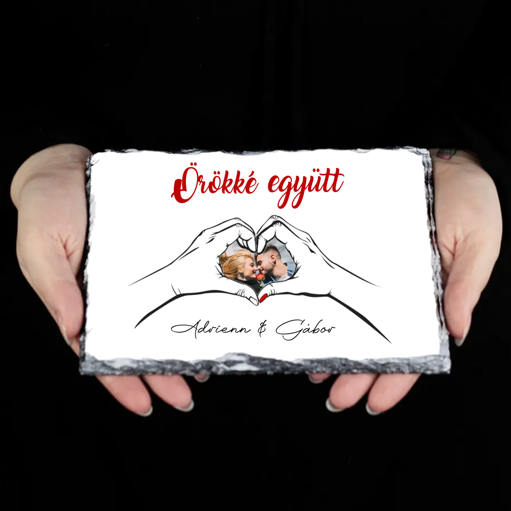 Örökké együtt egyedi képes Valentin napi gránitlap pároknak