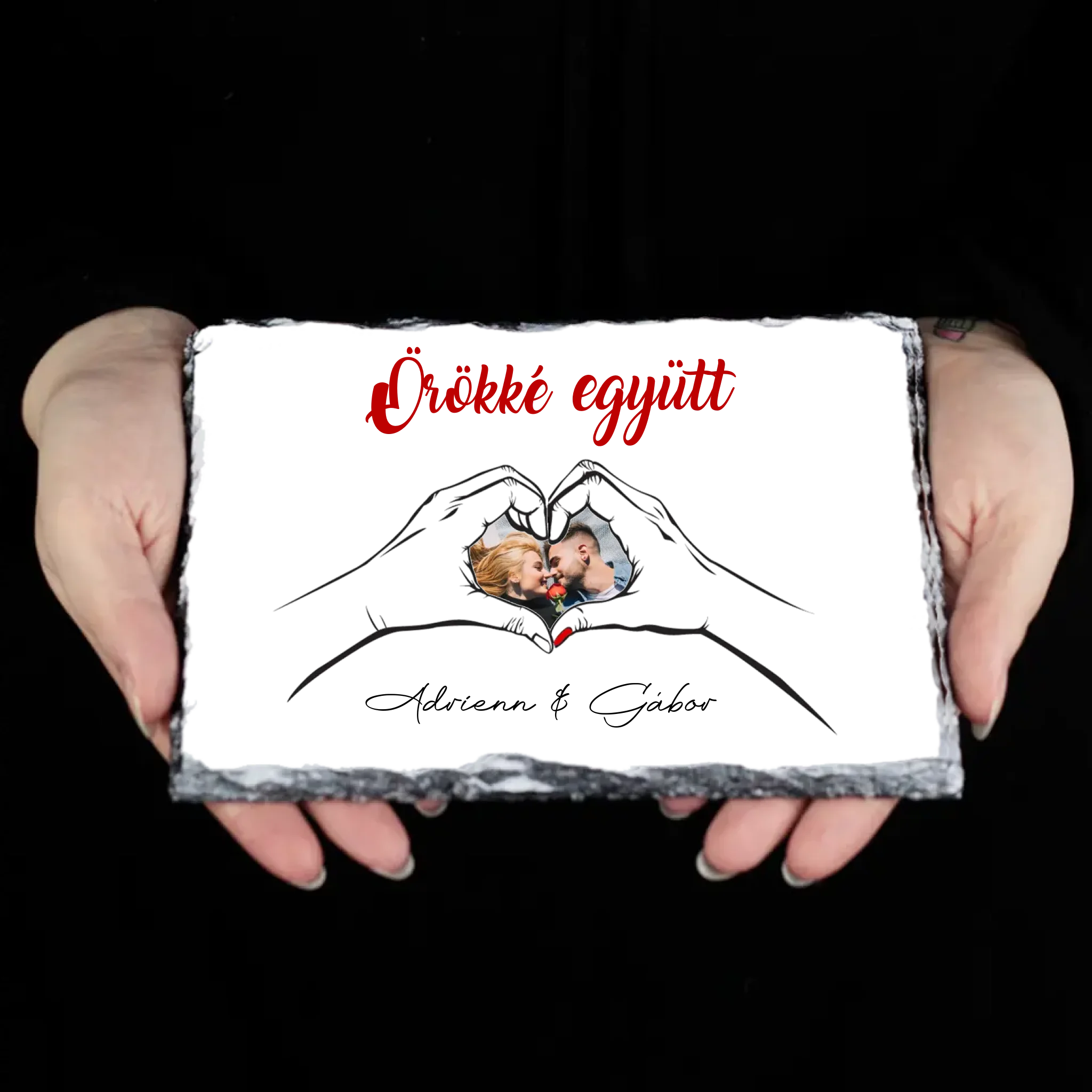 Örökké együtt egyedi képes Valentin napi gránitlap pároknak