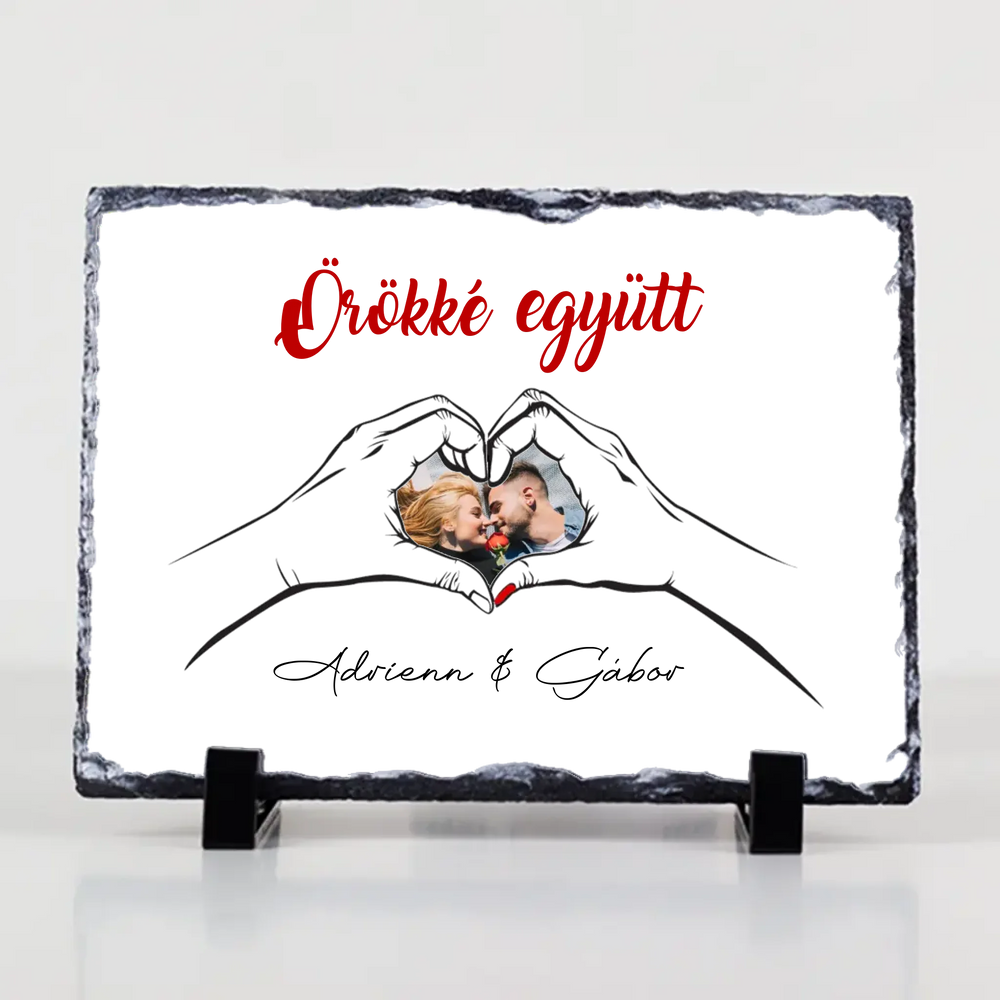 Örökké együtt egyedi képes Valentin napi gránitlap pároknak
