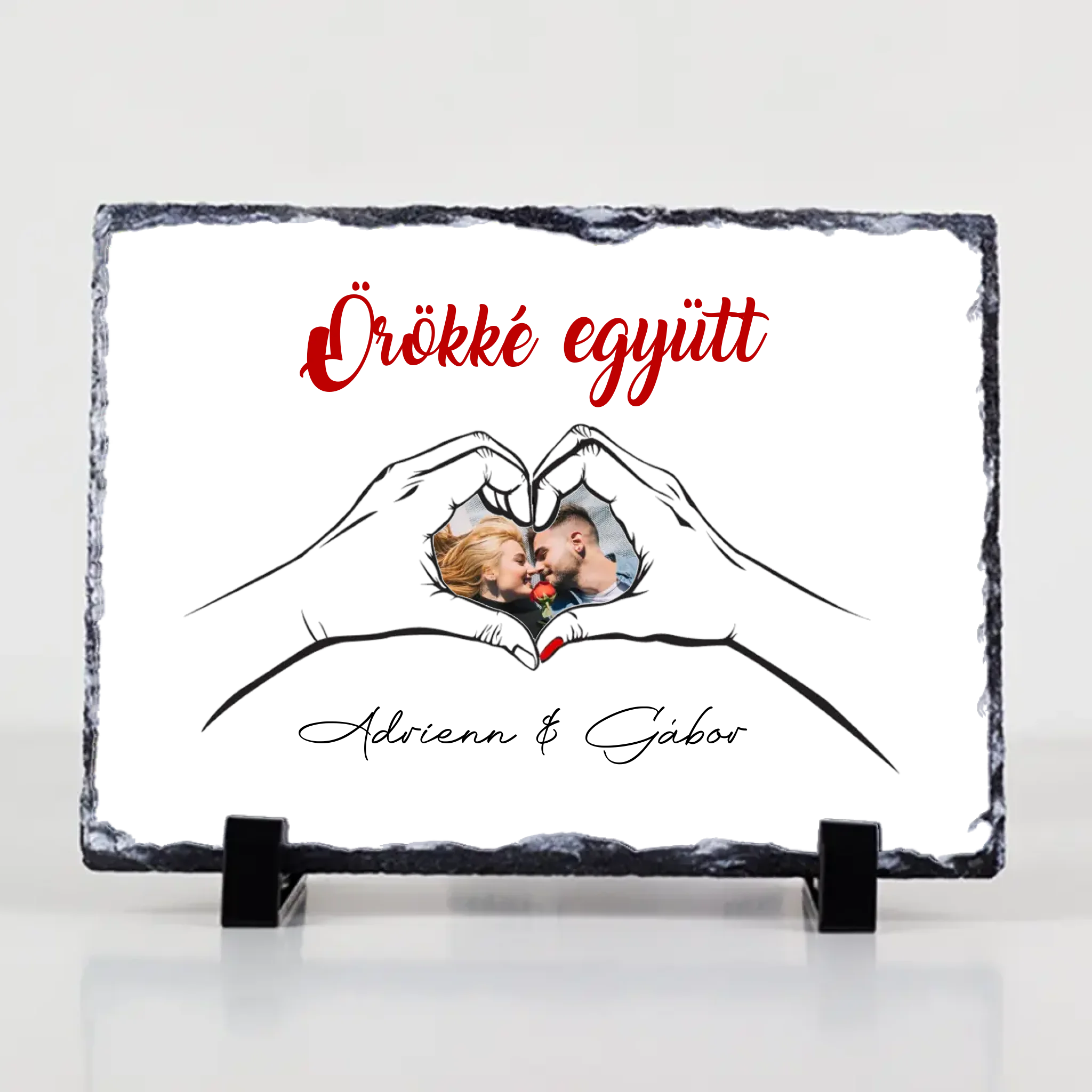 Örökké együtt egyedi képes Valentin napi gránitlap pároknak