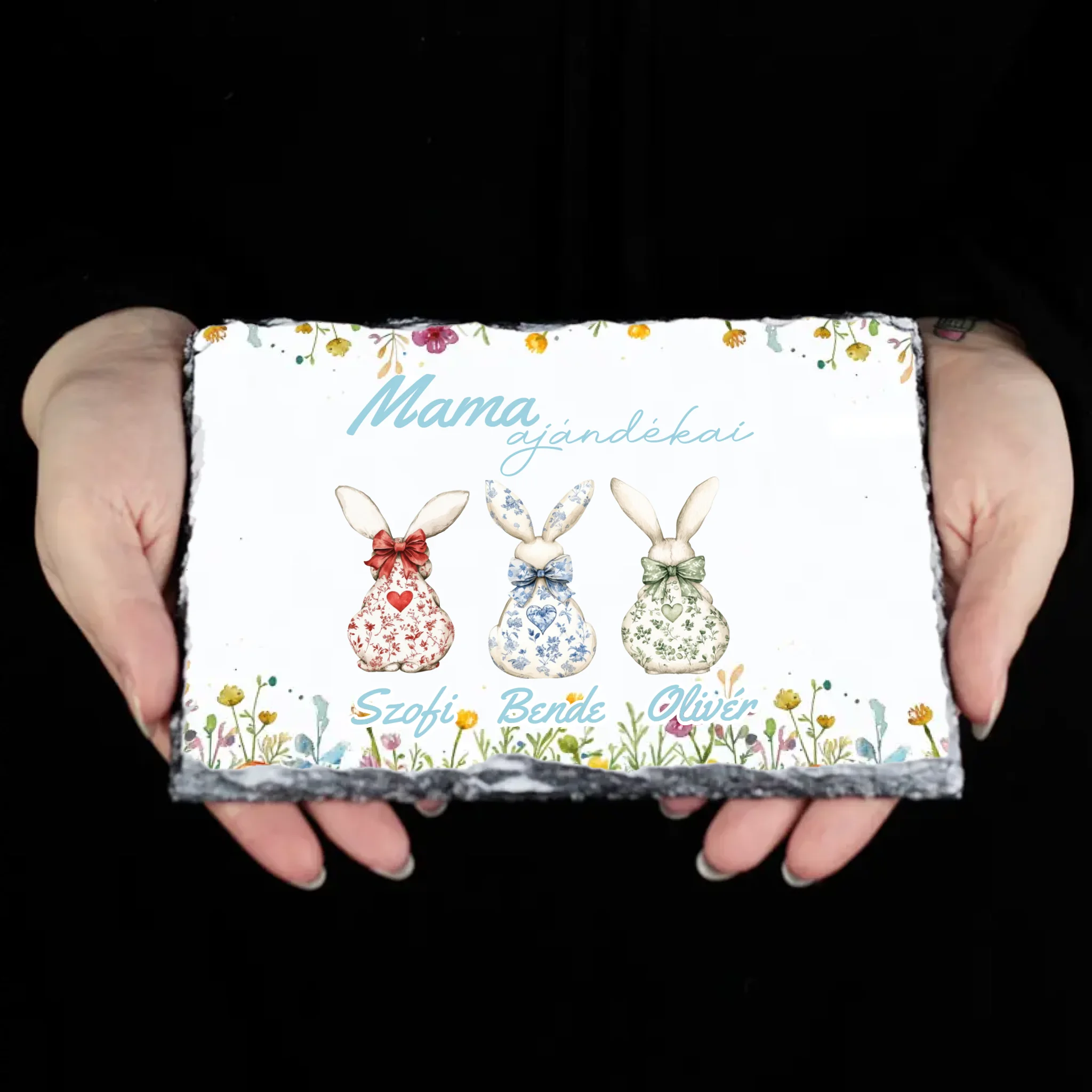 A mama ajándékai - Egyedi húsvéti ajándék gránitlap nagymamáknak nyuszis mintával