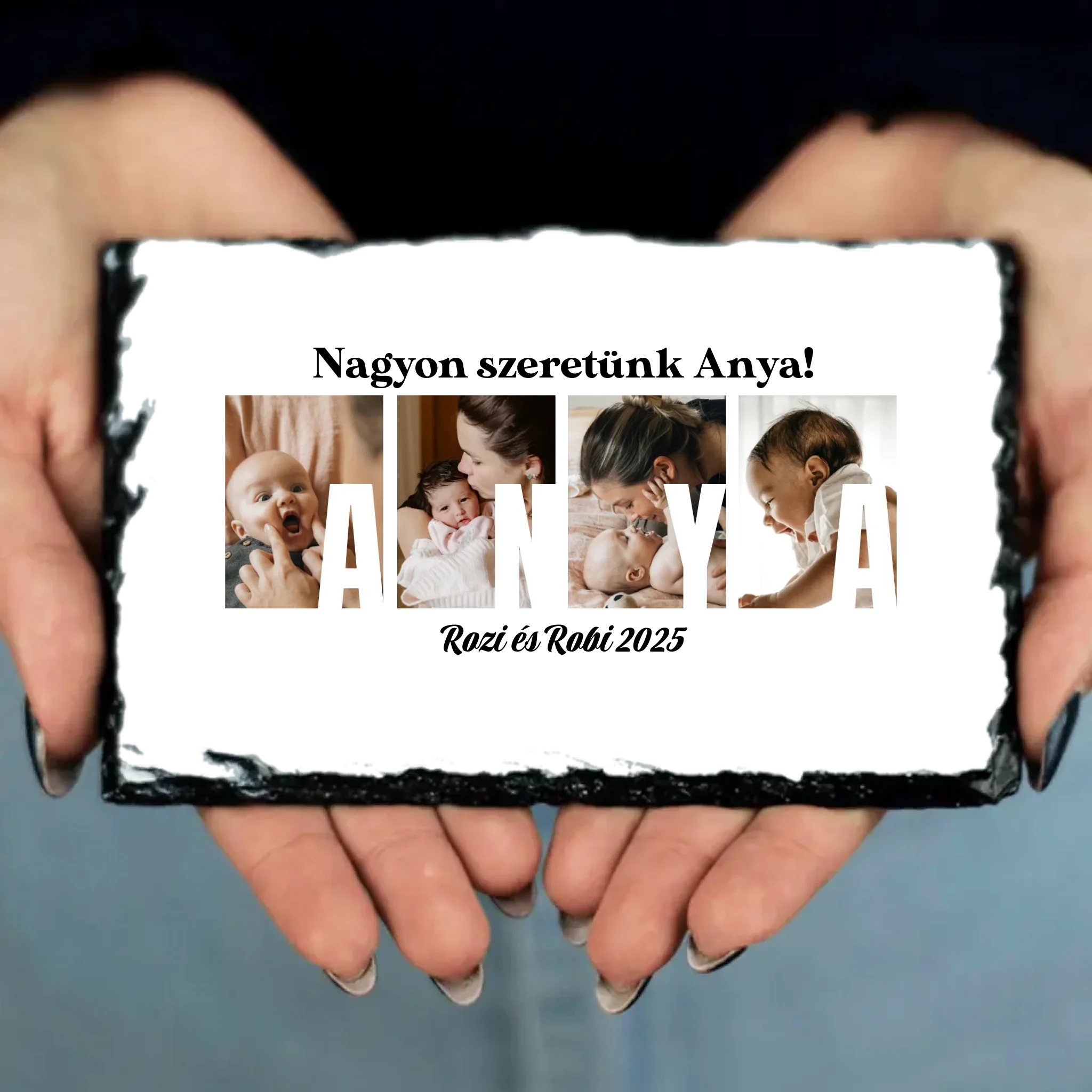 Ajándék Anyának - Egyedi képes Anya szeretünk gránitlap