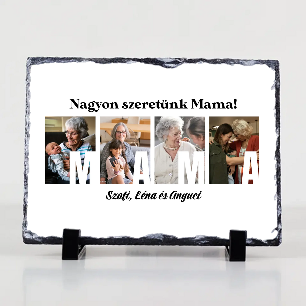 Ajándék Mamának - Egyedi képes Mama szeretünk gránitlap