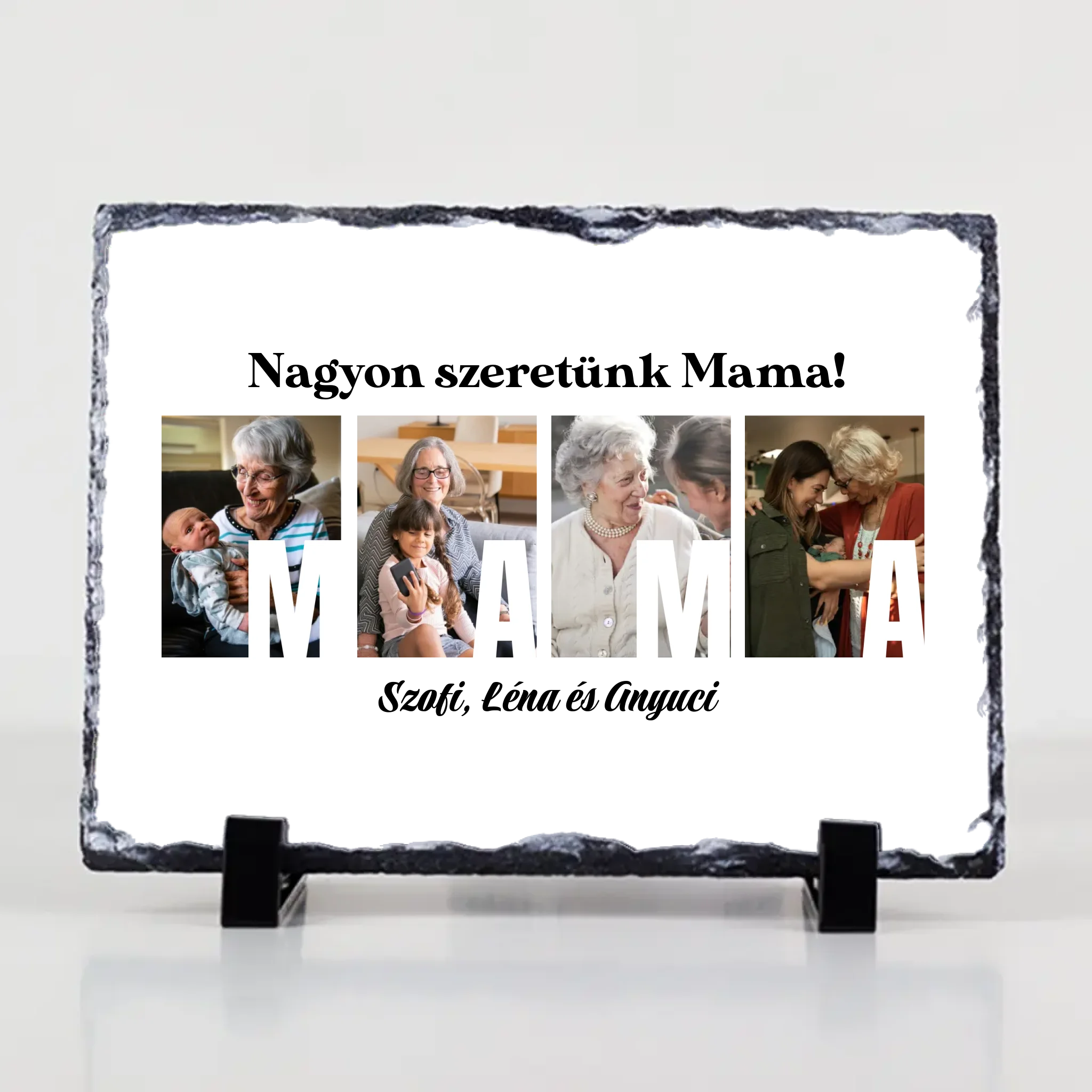 Ajándék Mamának - Egyedi képes Mama szeretünk gránitlap