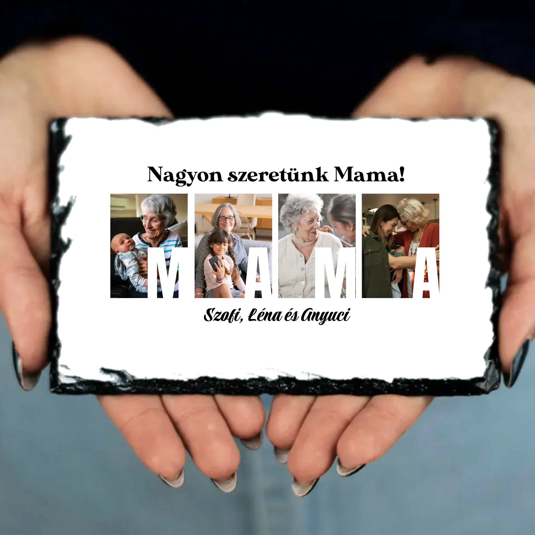 Ajándék Mamának - Egyedi képes Mama szeretünk gránitlap