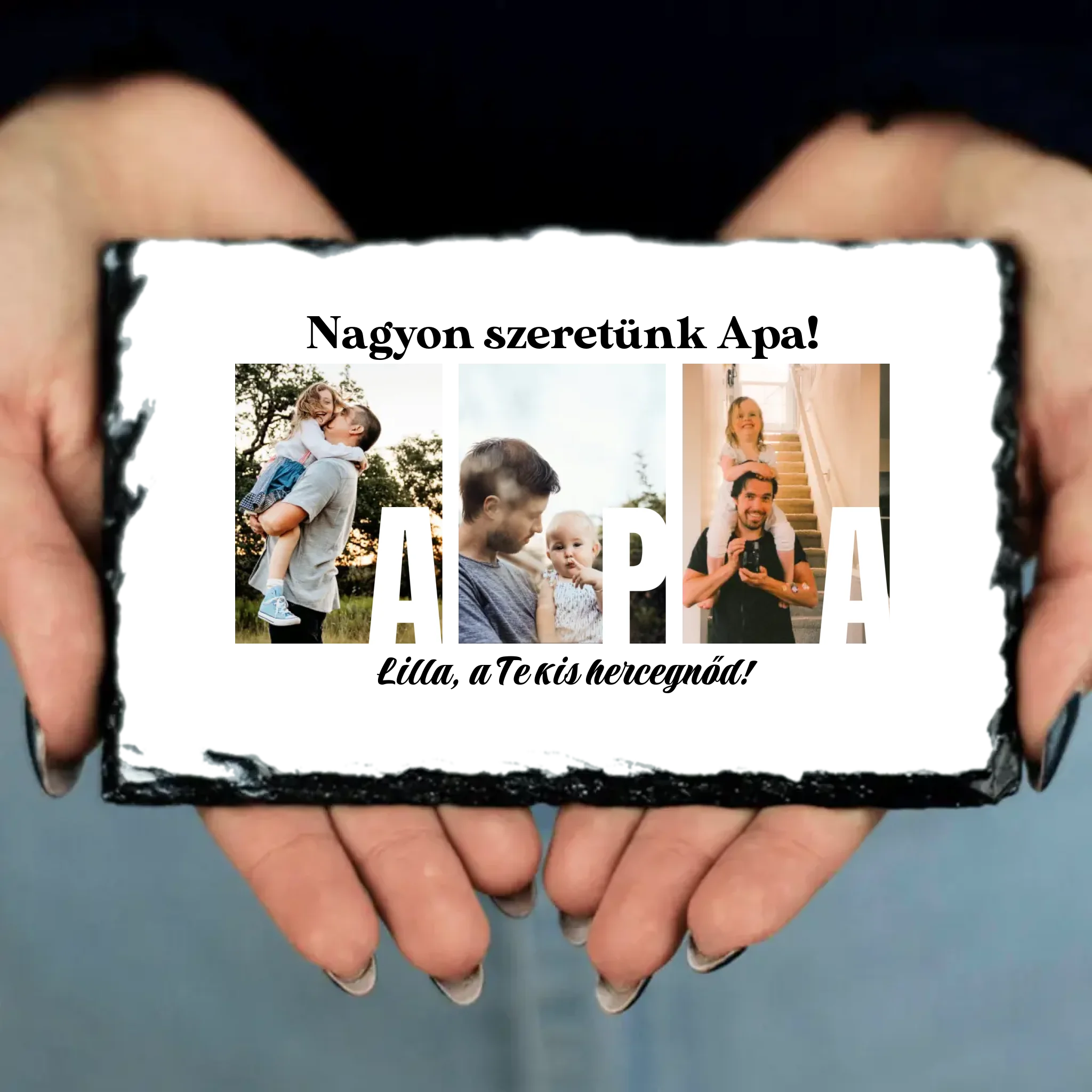 Ajándék Apának - Egyedi képes Apa szeretünk gránitlap