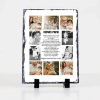 10 fényképes fotókollázs gránitkő - egyedi ajándék nagypapáknak