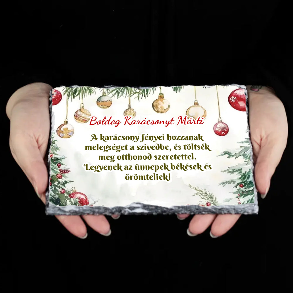 Karácsonyi áldás ajándék gránitlap szerkeszthető felirattal