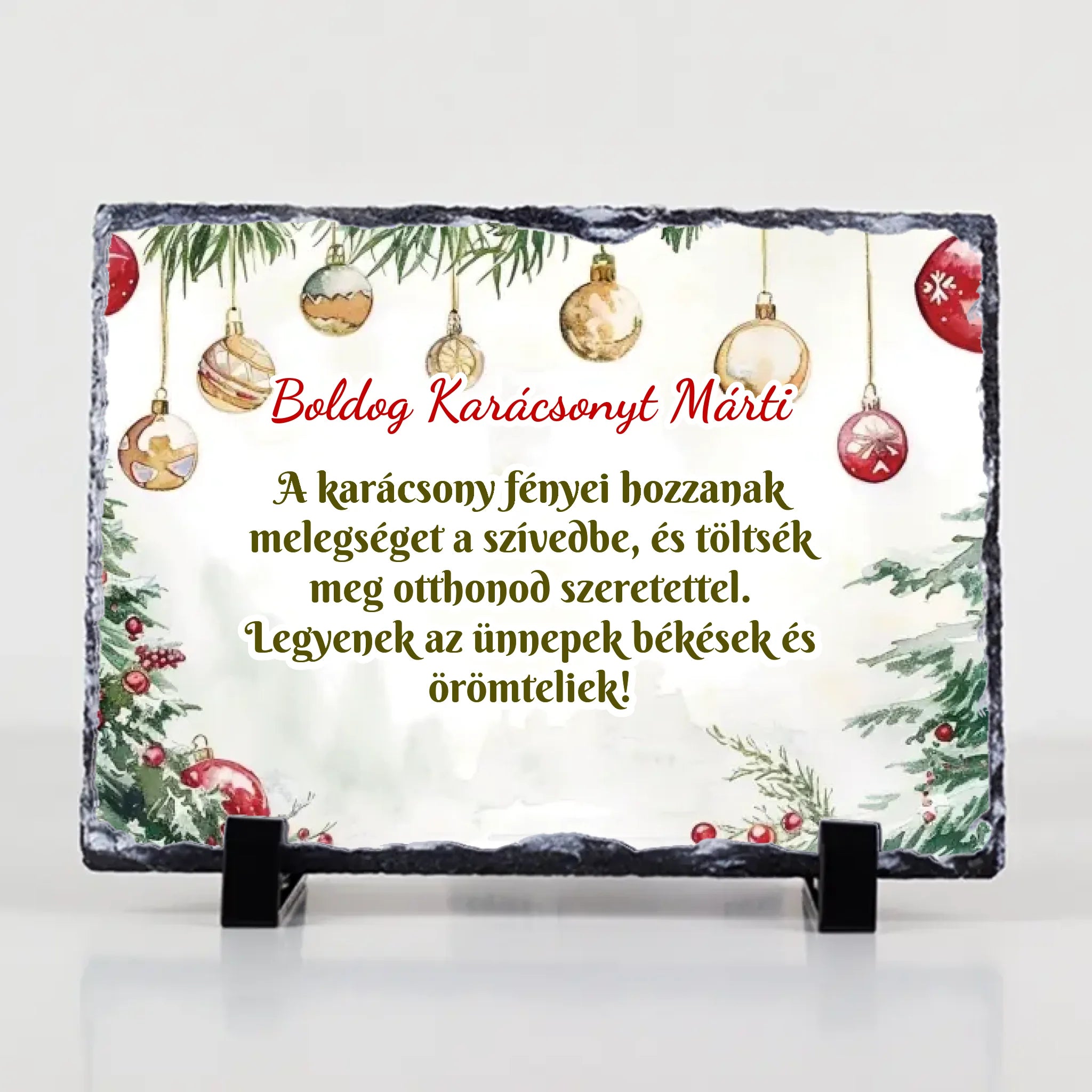Karácsonyi áldás ajándék gránitlap szerkeszthető felirattal