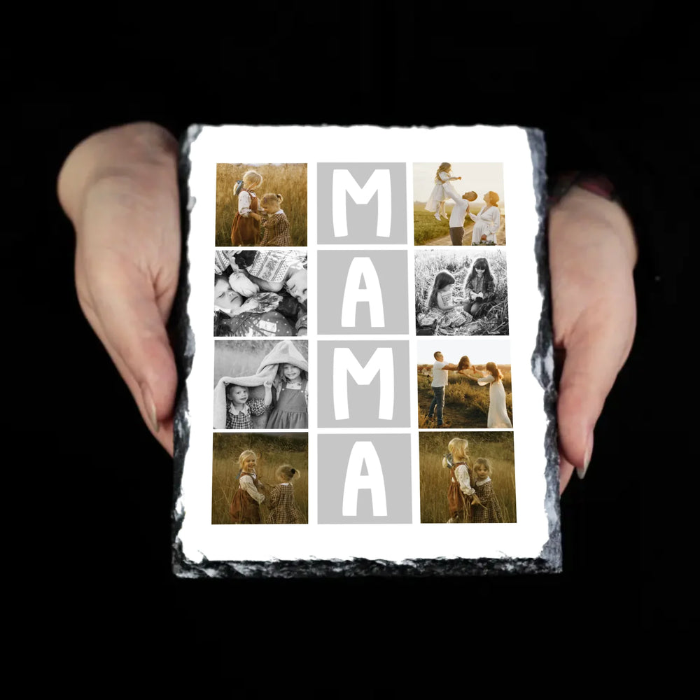 8 fényképes fotókollázs fényképes gránitkő- egyedi ajándék nagymamáknak