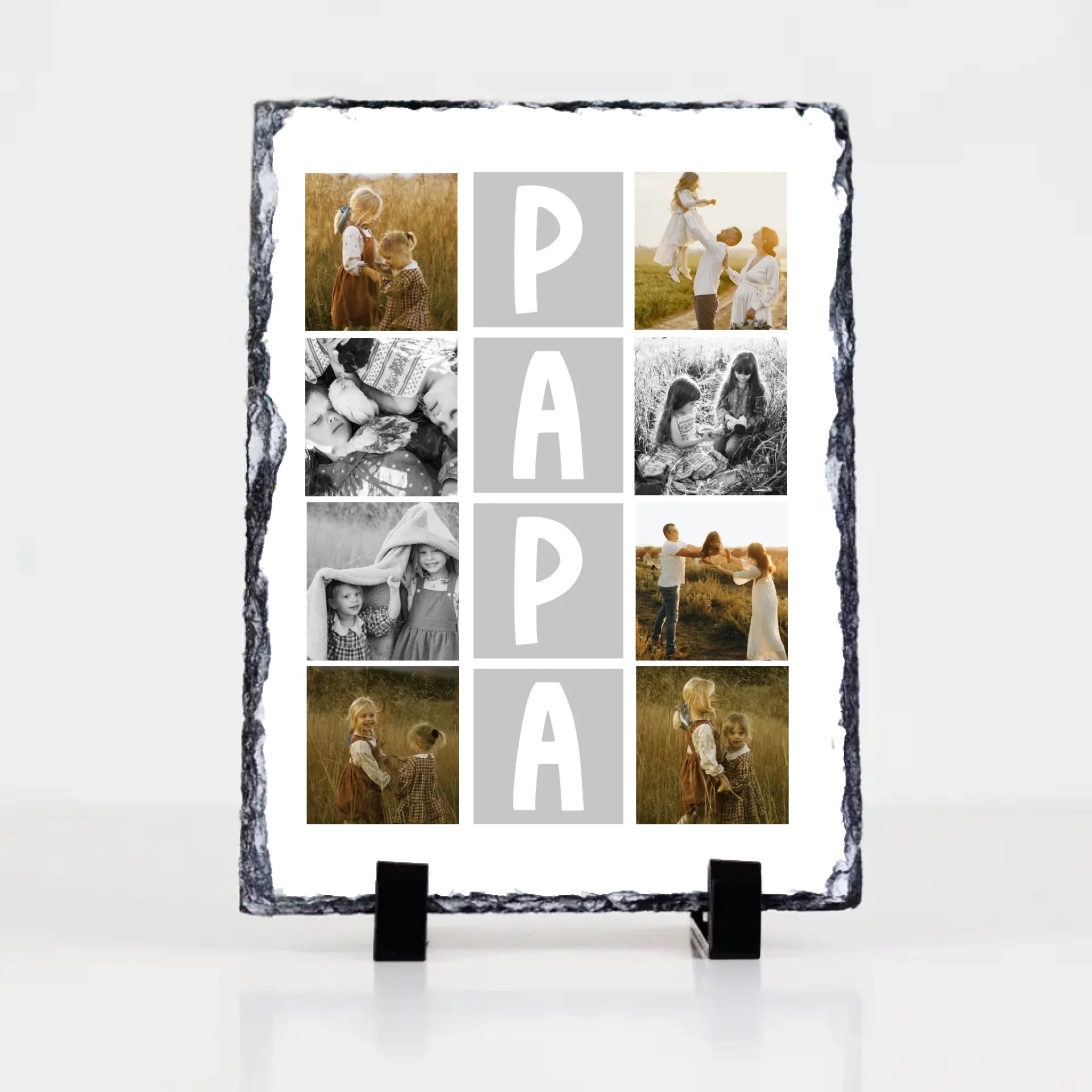 8 fényképes fotókollázs fényképes gránitkő- egyedi ajándék nagypapáknak