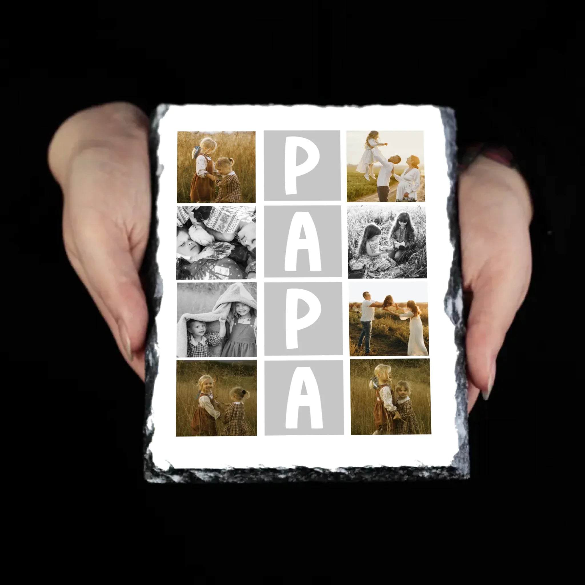 8 fényképes fotókollázs fényképes gránitkő- egyedi ajándék nagypapáknak