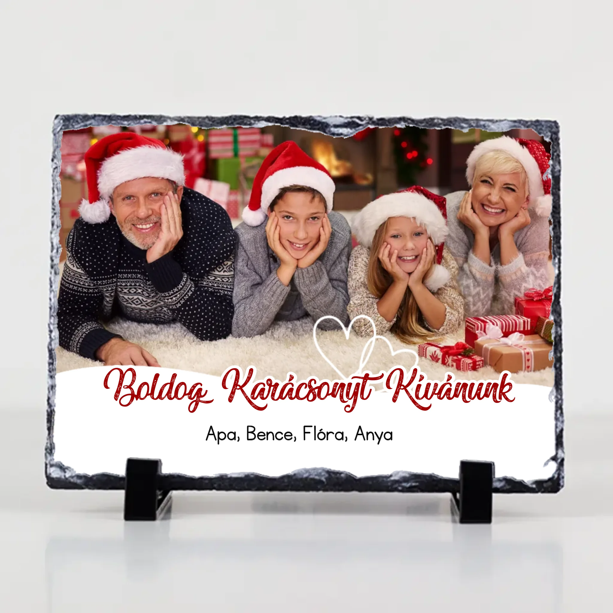 Fényképes karácsonyi ajándék gránitkép saját fotóval és névvel