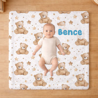 Névre szóló macis babatakaró - választható háttérrel, egyedi baba pléd