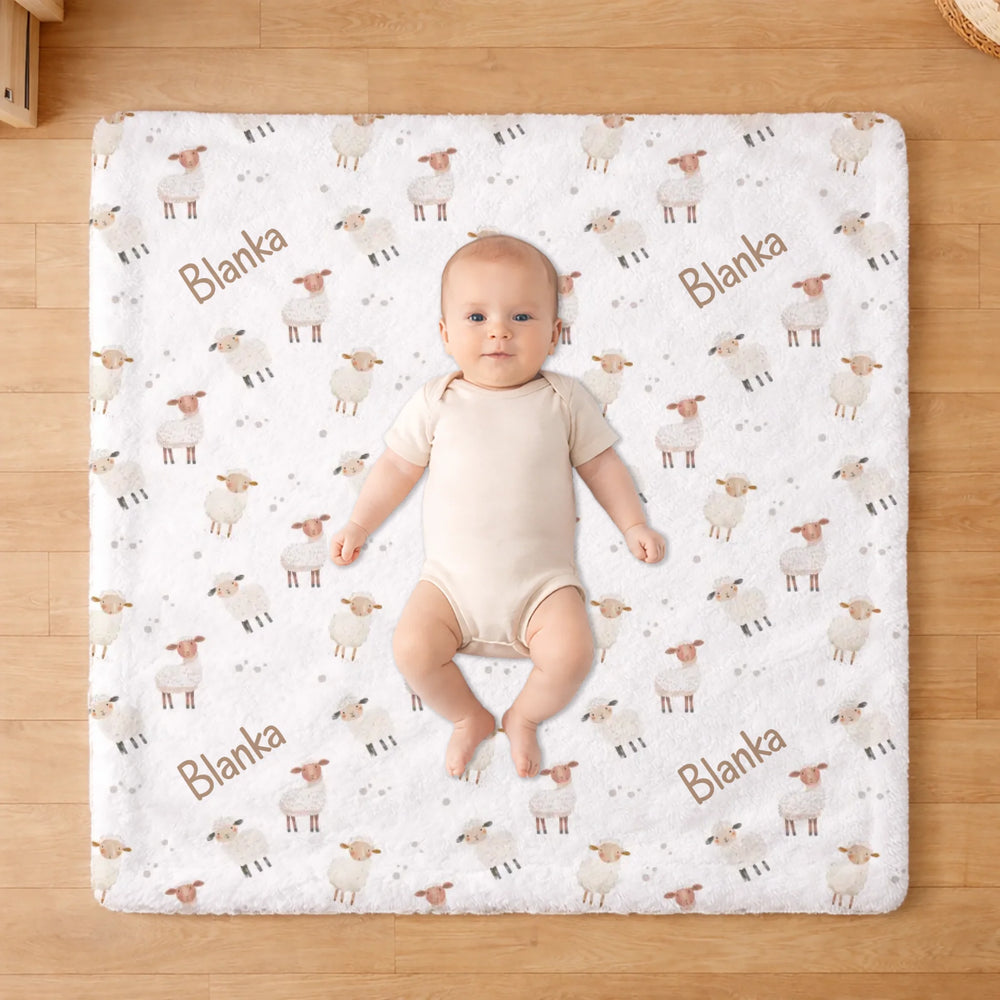 Névre szóló bárányos babatakaró - egyedi baba pléd ajándék