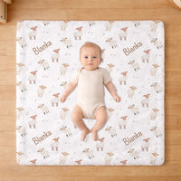 Névre szóló bárányos babatakaró - egyedi baba pléd ajándék