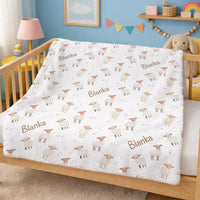 Névre szóló bárányos babatakaró - egyedi baba pléd ajándék