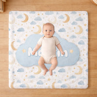 Névre szóló babapléd hold és csillag mintával