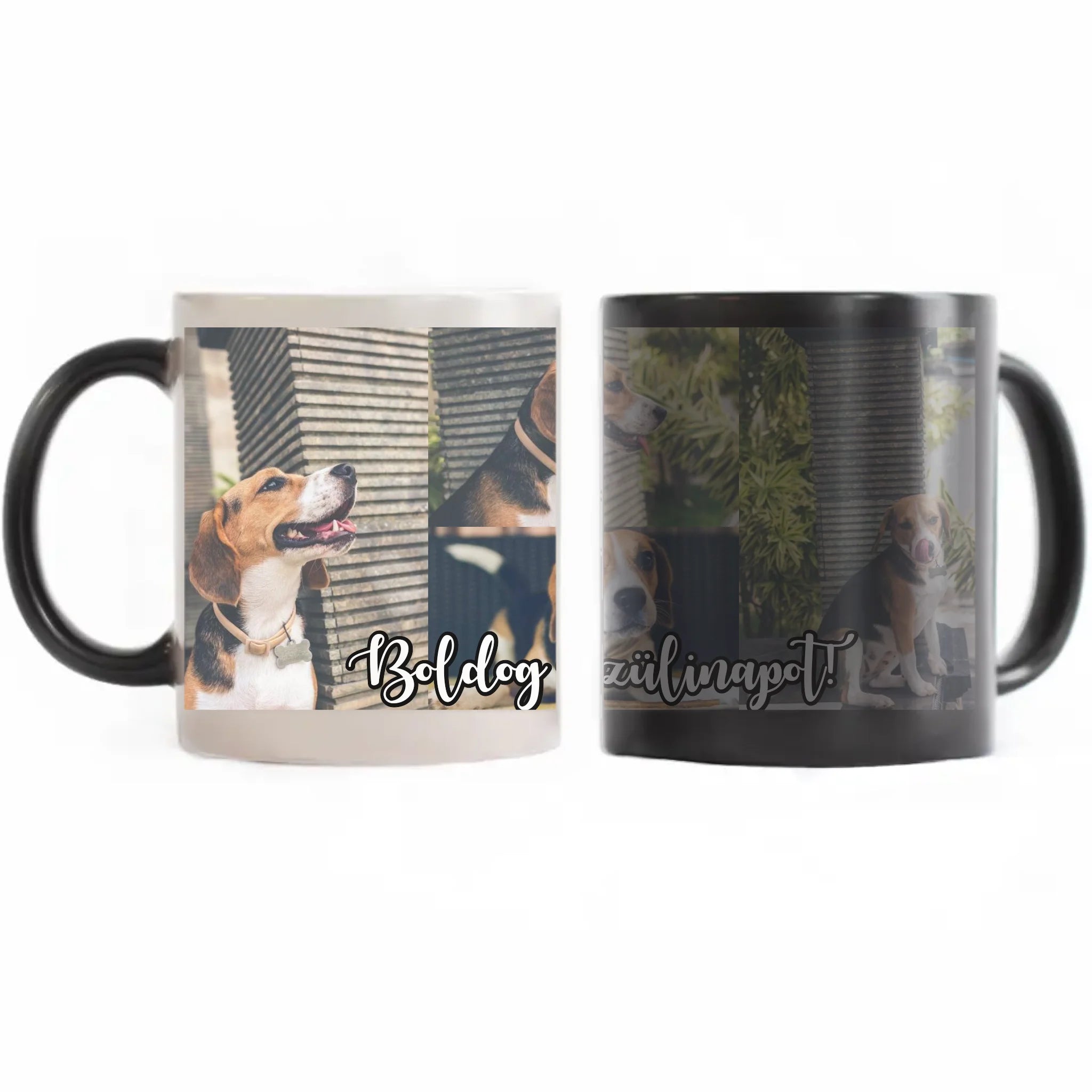 Hőre változó fényképes bögre 4 képpel egyedi felirattal