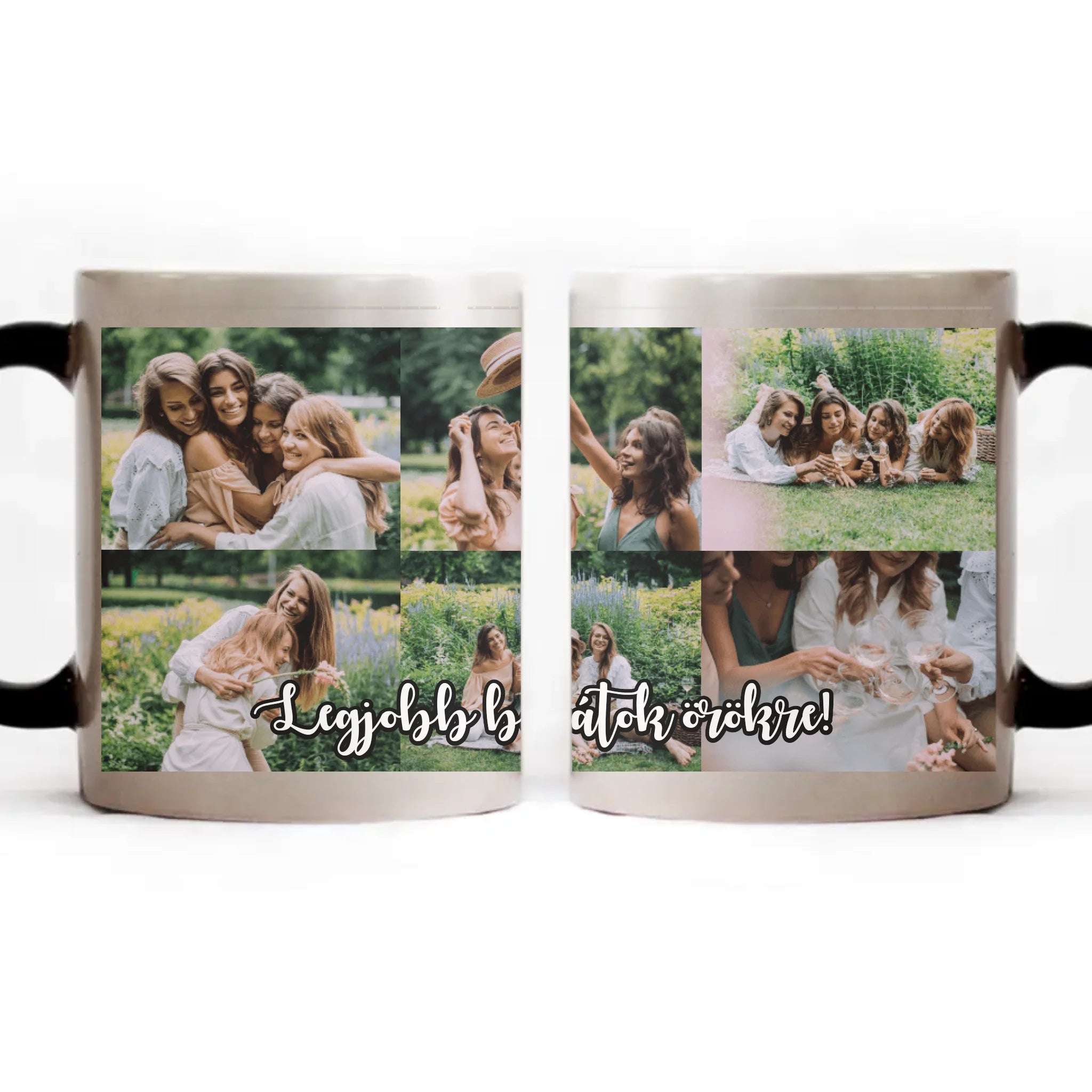 Hőre változó fényképes bögre 6 képpel egyedi felirattal