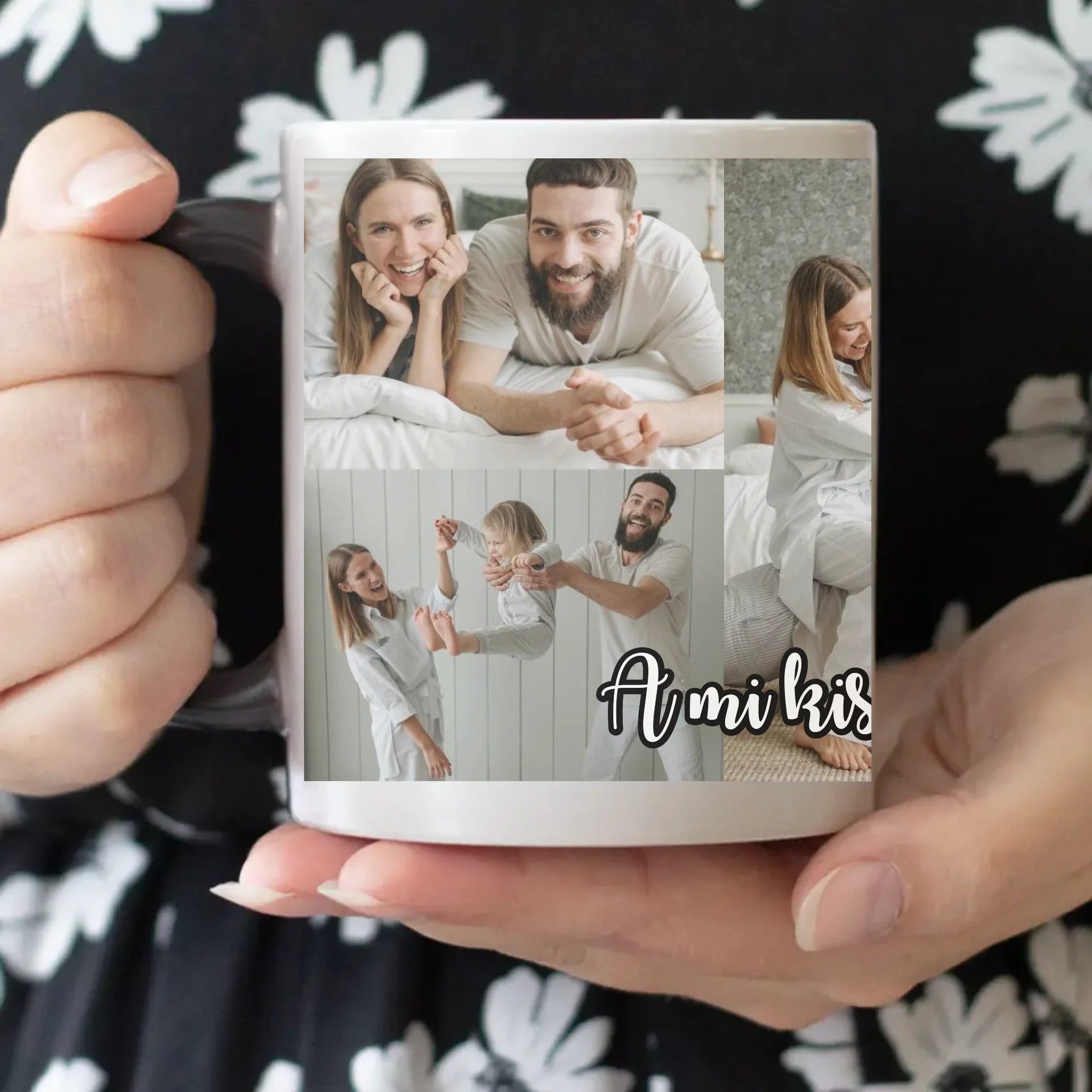 Hőre változó fényképes bögre 5 képpel egyedi felirattal