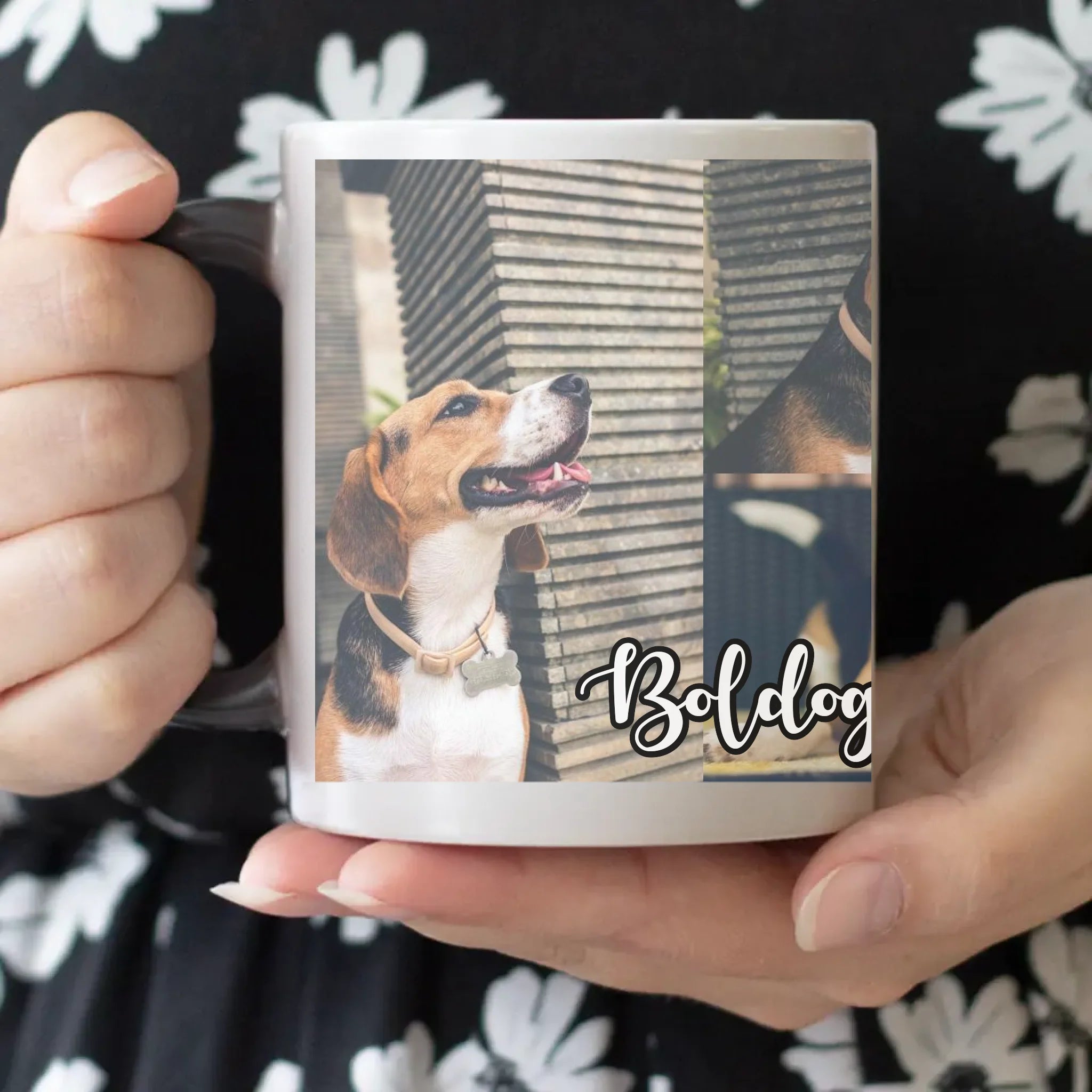 Hőre változó fényképes bögre 4 képpel egyedi felirattal