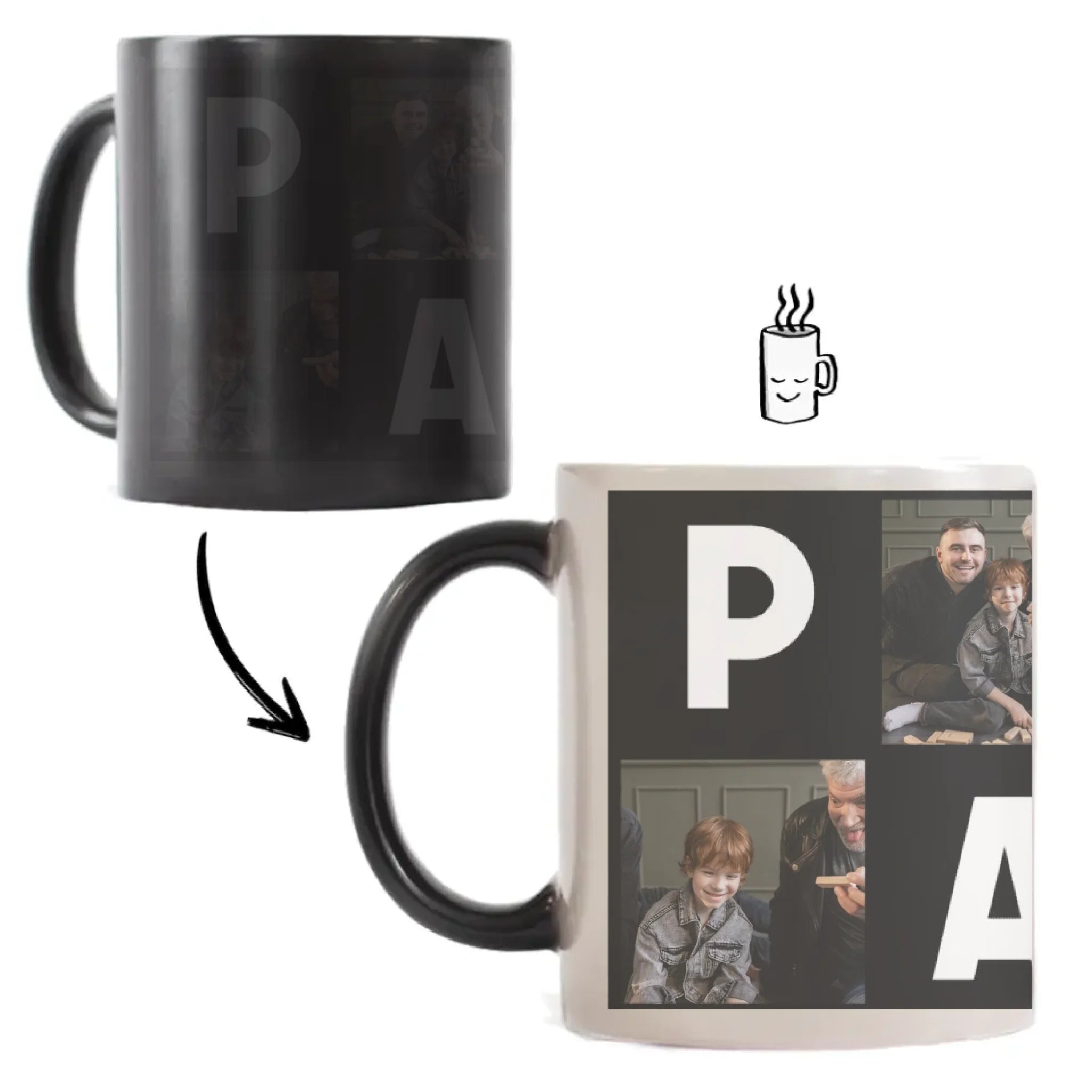 PAPA feiratos hőre változó fényképes bögre 4 képpel