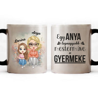 Hőre változó bögre egyedi mintával - cuki karakteres Anya-lánya szinváltos bögre