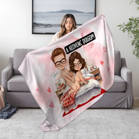 Személyre szabható takaró - vicces feliratos cuki karakteres pléd pároknak