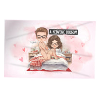 Személyre szabható takaró - vicces feliratos cuki karakteres pléd pároknak