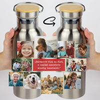 Bambusz fedeles egyedi fényképes kulacs 10 képpel - saját felirattal