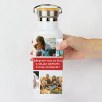 Bambusz fedeles egyedi fényképes kulacs 10 képpel - saját felirattal