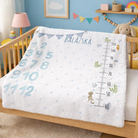 Mérföldkő baba pléd – hónapról hónapra fotózható növekedési takaró fiúknak