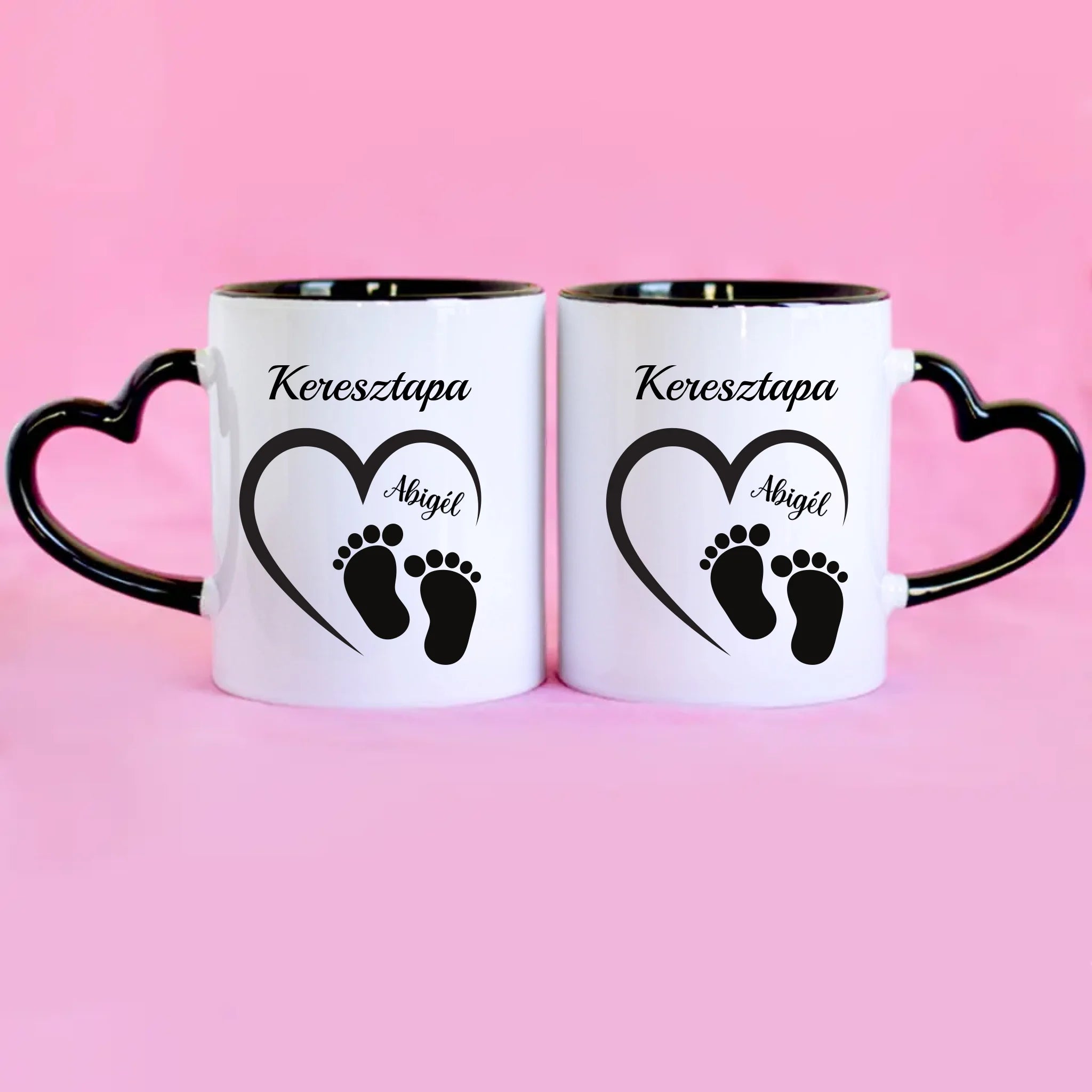 Egyedi bögre Keresztapáknak névvel és szerkeszthető mintával