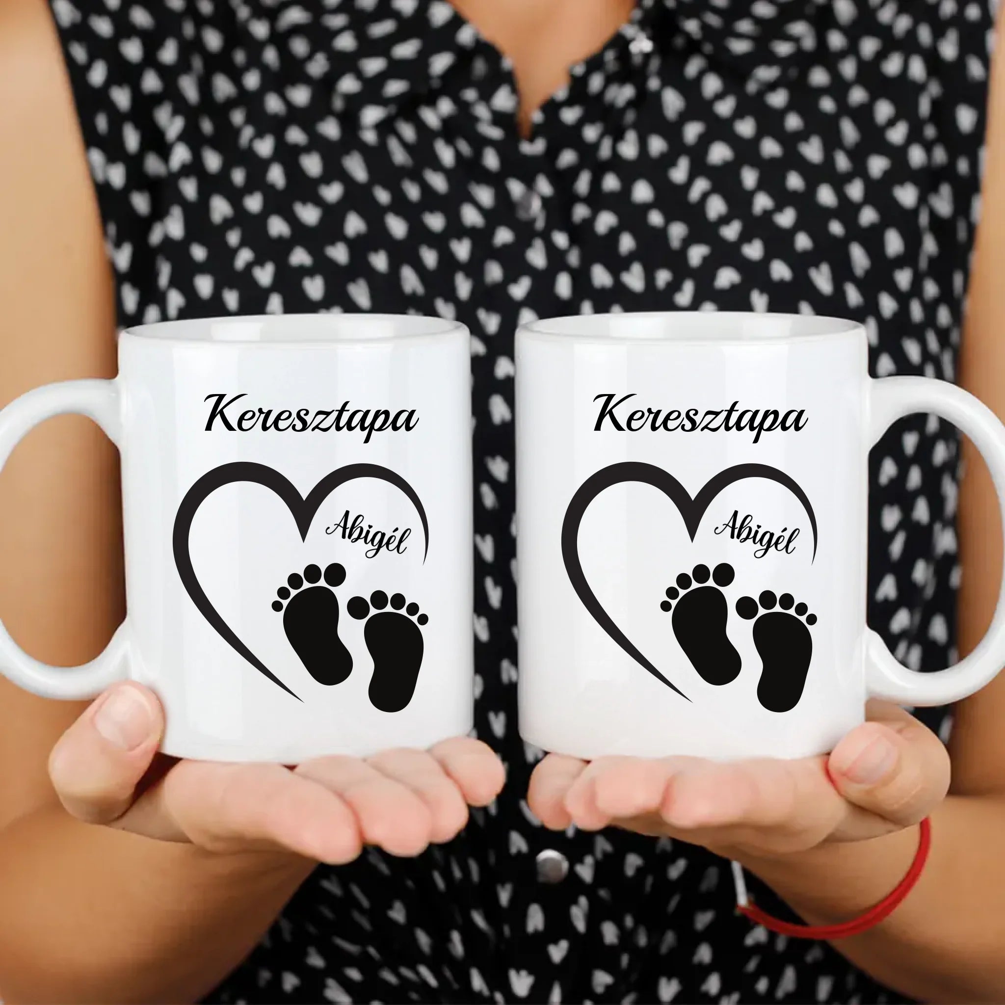 Egyedi bögre Keresztapáknak névvel és szerkeszthető mintával