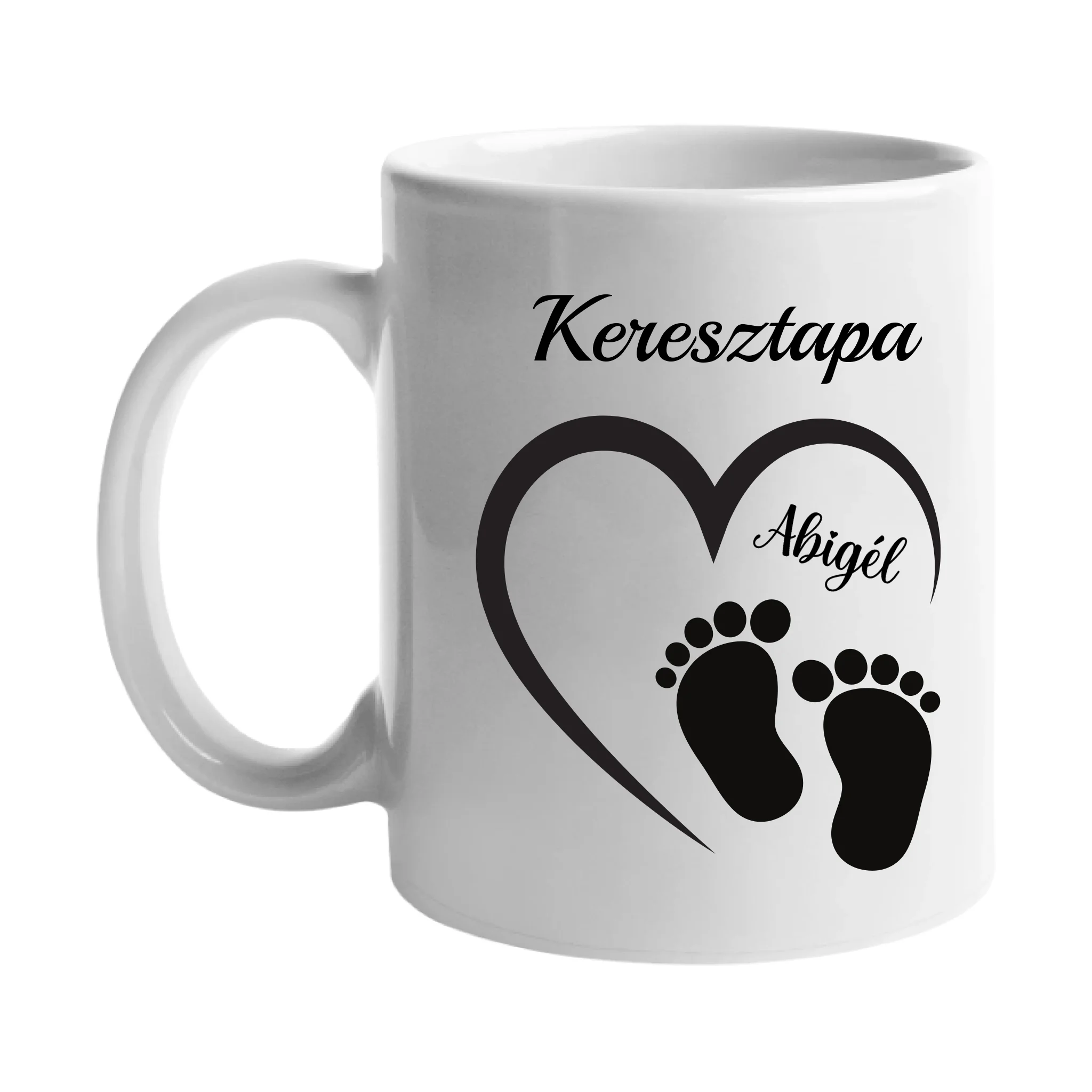 Egyedi bögre Keresztapáknak névvel és szerkeszthető mintával