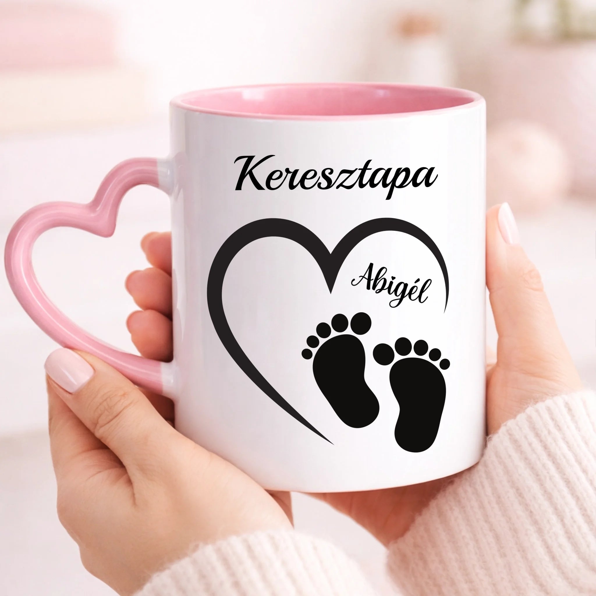 Egyedi bögre Keresztapáknak névvel és szerkeszthető mintával
